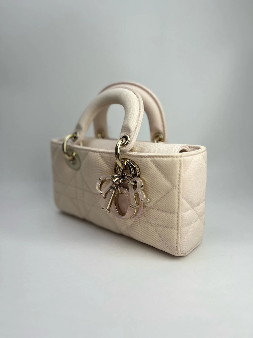 Dior Lady Dior Denim Pink Top Handle Excellent