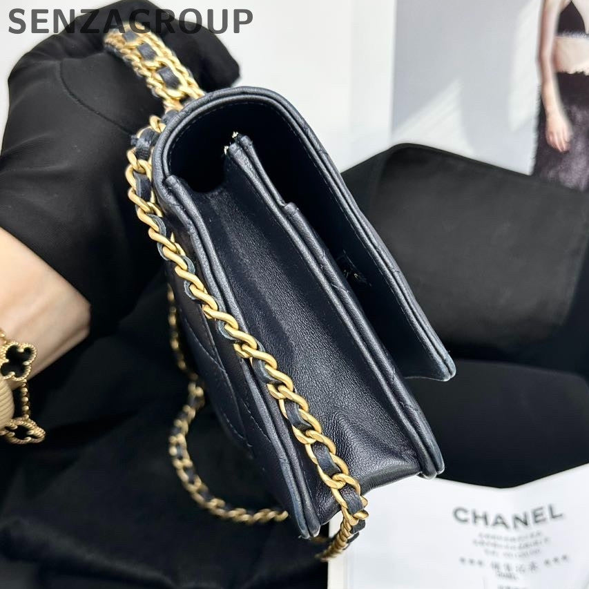 Chanel Classic Quilted WOC Chain Bag Blue Gold - Timeless Women's Style