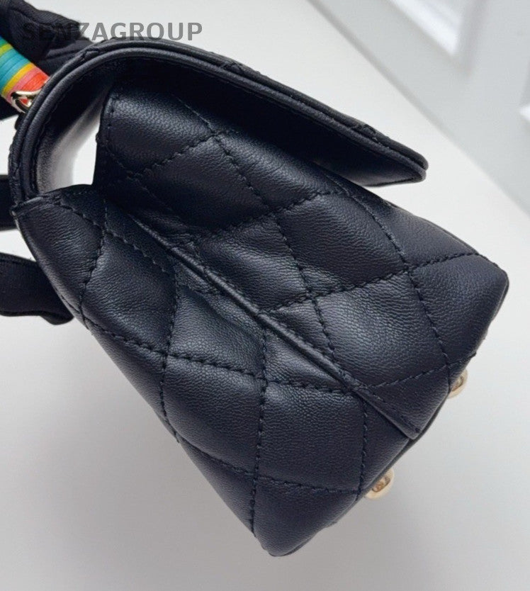 Chanel Cocohandle Mini Rainbow Tope Handle Bag Chain Shoulder Black Women
