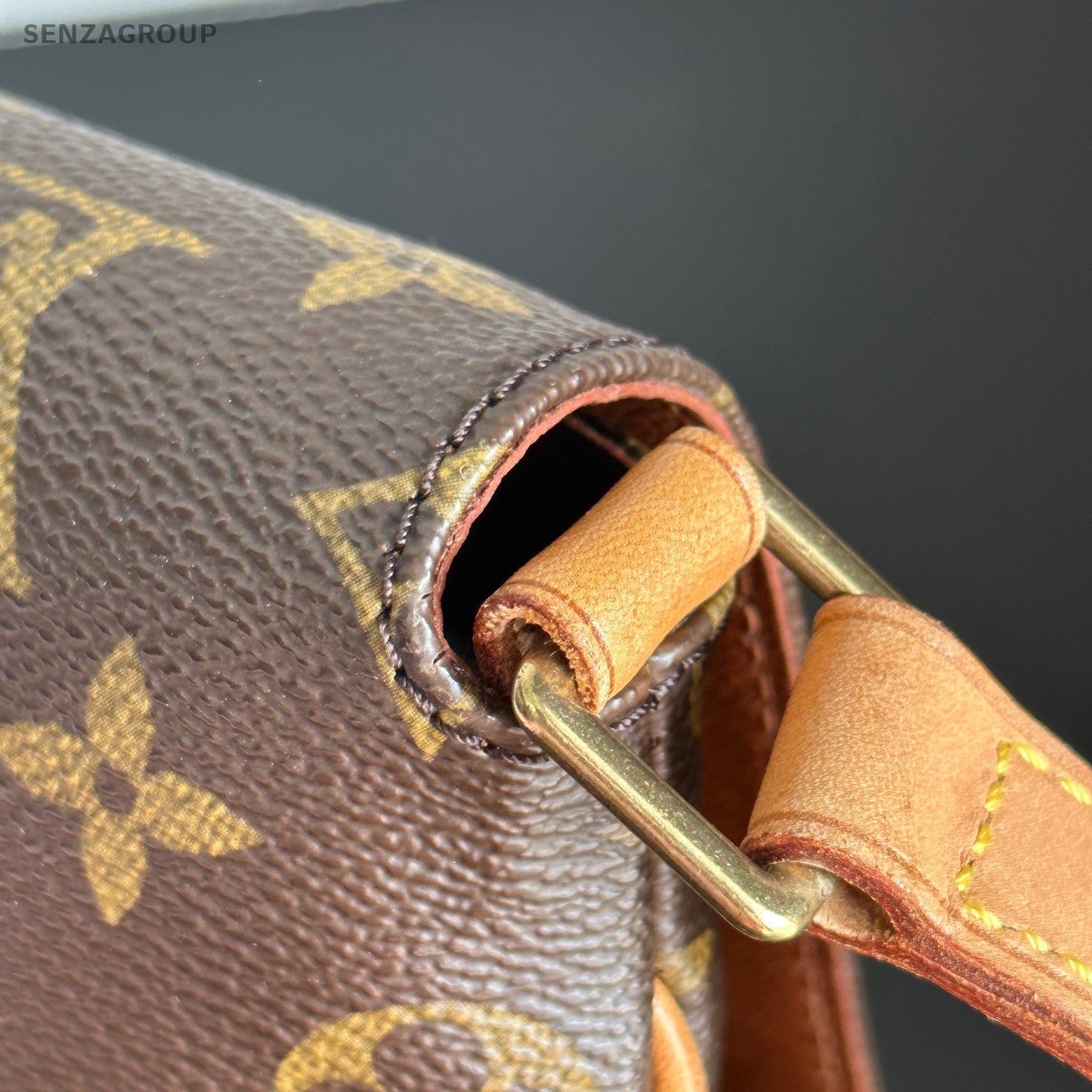 Louis Vuitton Monogram Vintage Shoulder Bag Crossbody Brown Gold Women Classic
