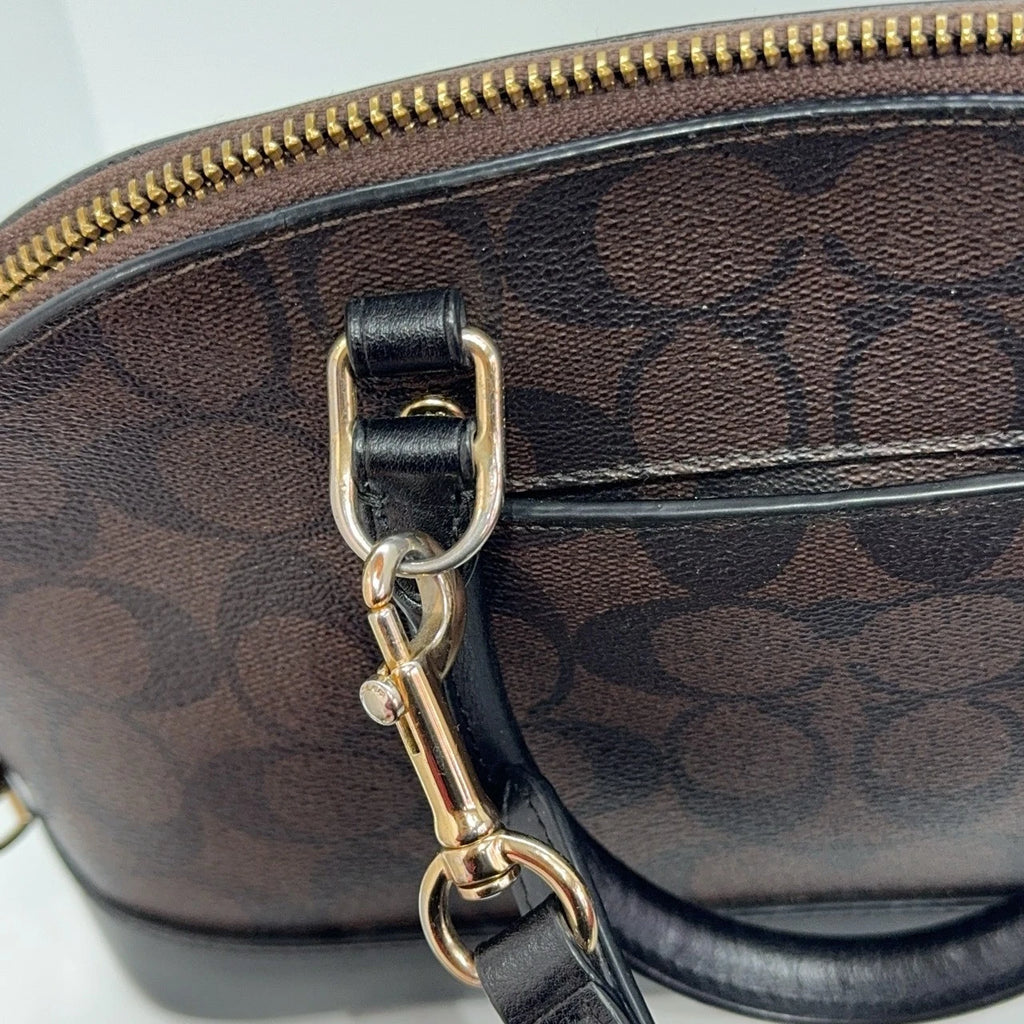 Coach Brown Canvas Monogram Shell Crossbody Handbag For Women