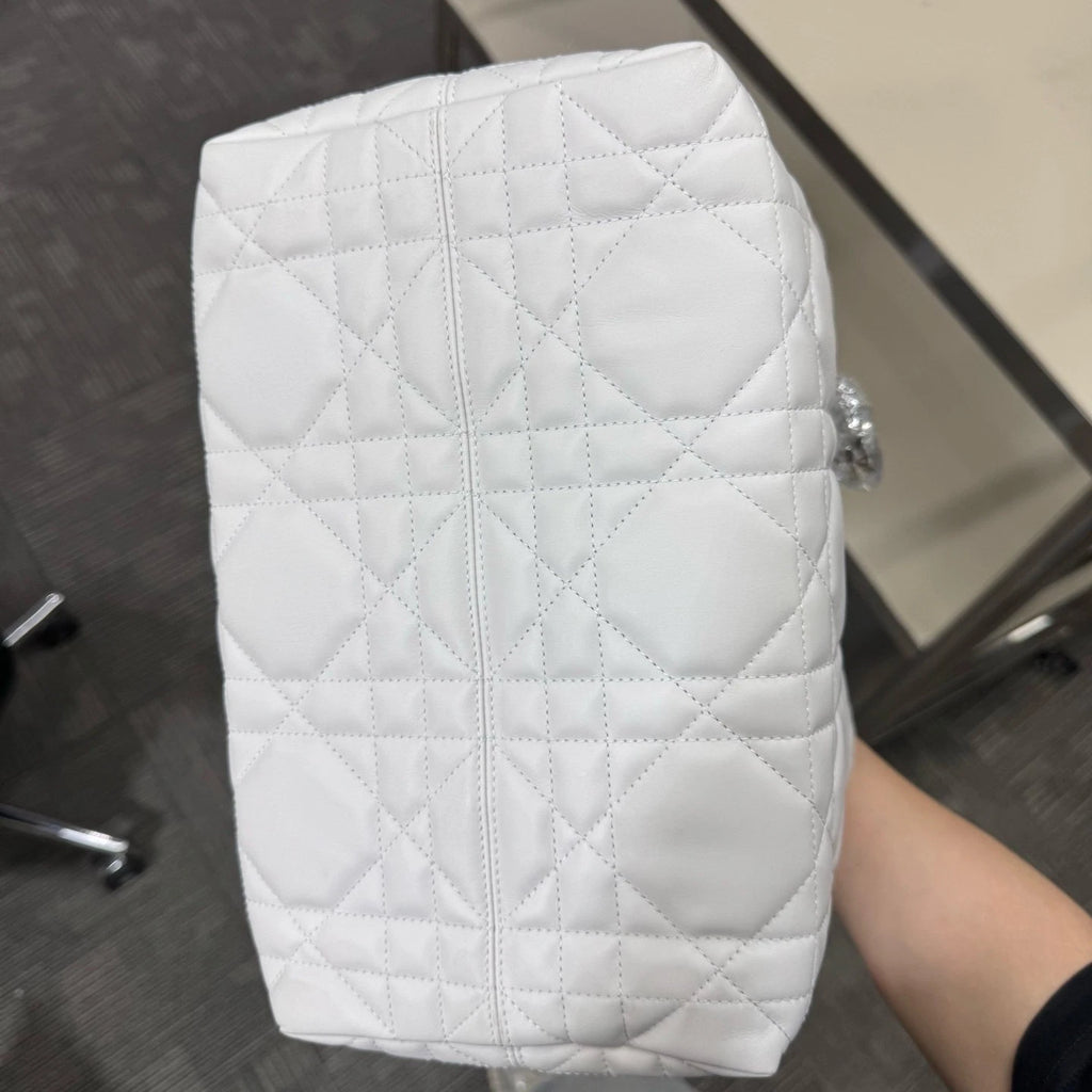 Authentic Dior Toujours Medium Silver White Shoulder Bag For Women