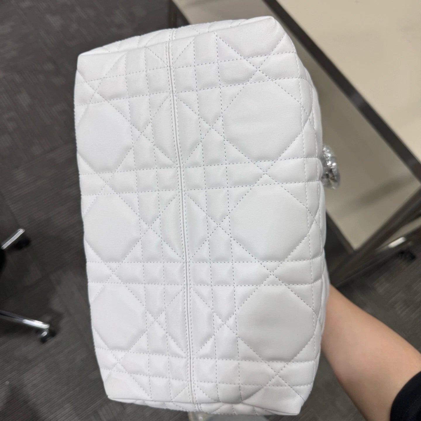 Authentic Dior Toujours Medium Silver White Shoulder Bag For Women