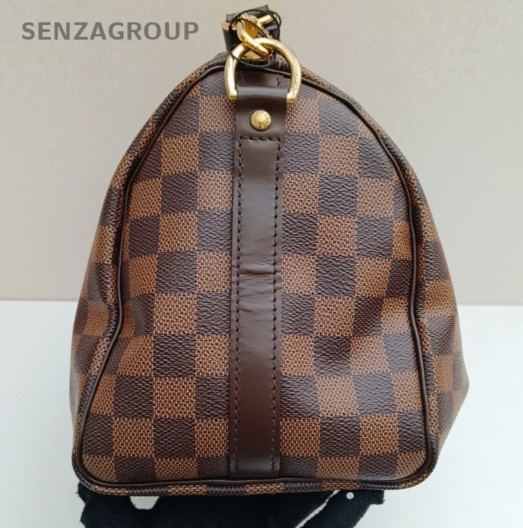 Louis Vuitton Speedy25 Damier Top Handle Bag Crossbody Brown Gold Women Classic