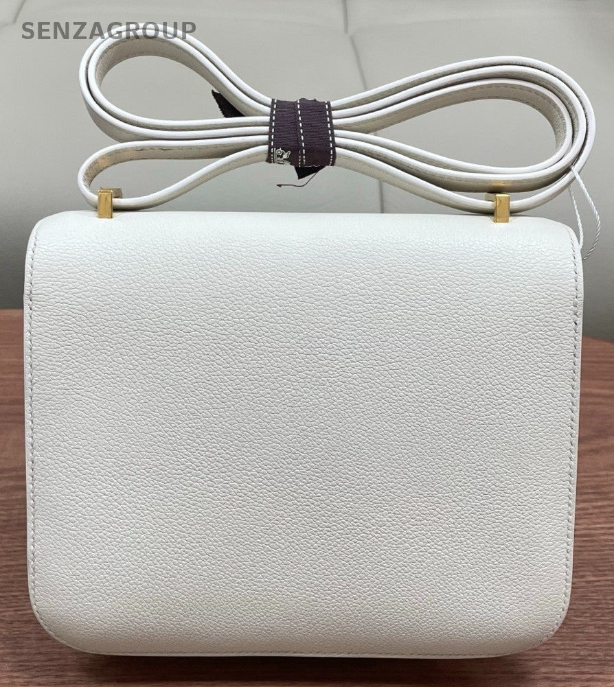 Hermes Constance18 Epsom Leather Mini Crossbody White Gold Women Classic