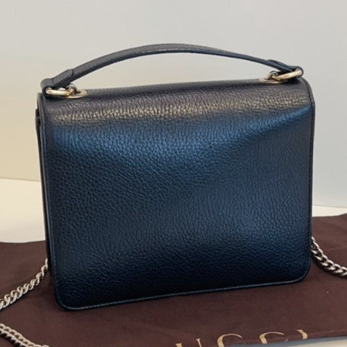 GUCCI GG Camera bag Chain Strap Black gold Top handle Crossbody bag Women