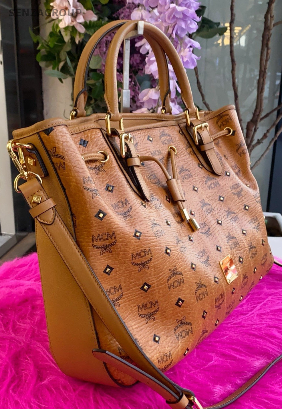 MCM Classic Caramel color Top Handle 2way Shoulder bag Bucket Drawstring Women