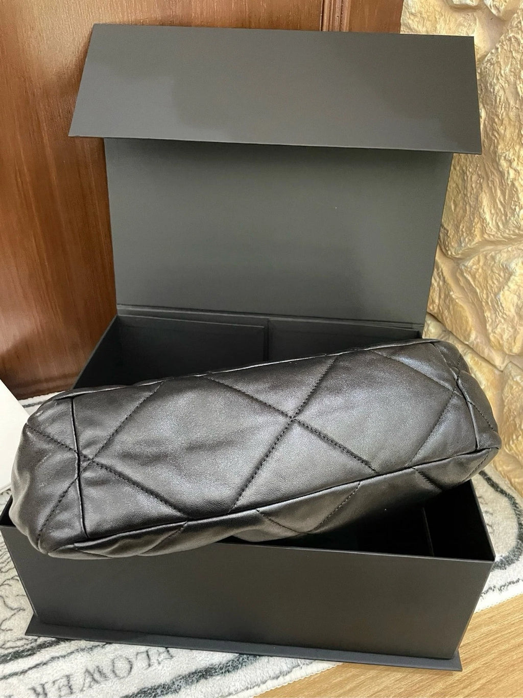 CHANEL 19 Medium Black Silver Hardware Shoulder Handbag for Women