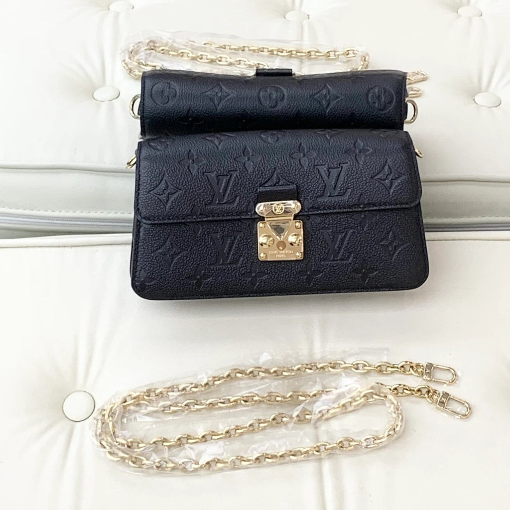 Louis Vuitton Metis Calfskin WOC Chain Shoulder Bag Crossbody Black Gold S