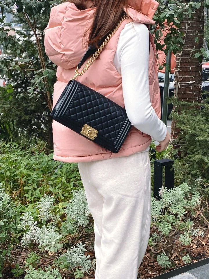 CHANEL Black Leboy Medium Shoulder Crossbody Bag For Women