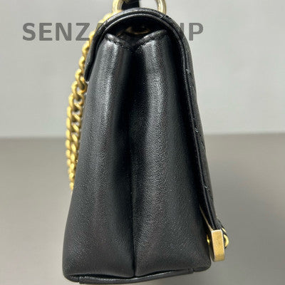 Chanel Quilted Lambskin Chain Shoulder Bag Black Gold Women Classic Fashion