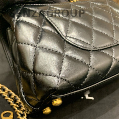 Chanel Black Caviar Coco Handle Mini Chain Bag