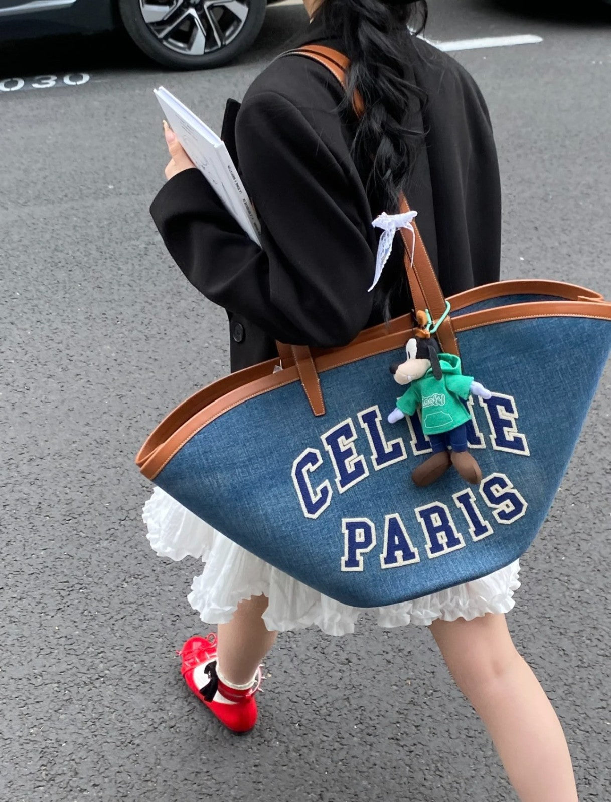 CELINE Couffin Denim Logo tote Shoulder bag Almost Brand NEW Women