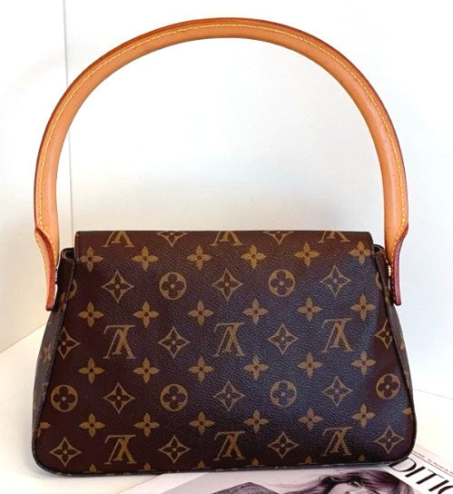 Louis Vuitton Looping PM Monogram Shoulder Handbag Women Vintage
