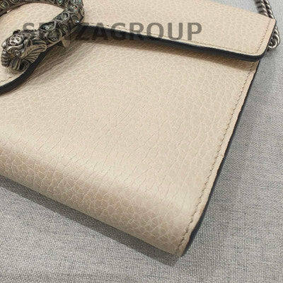 Gucci Dionysus Mini Chain Shoulder Bag Beige Silver Hardware Classic Women
