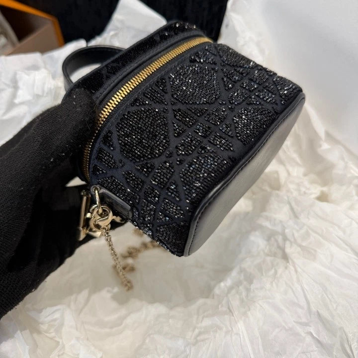 Christian Dior Lady Dior Cannage Vanity Case Top Handle Crossbody Bag Women D