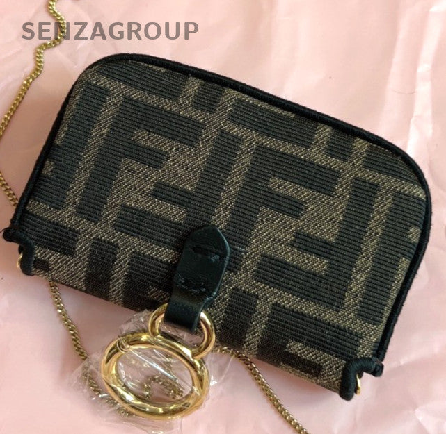 Fendi mini Chain Bag Monogram Shoulder Crossbody Bag Women Black
