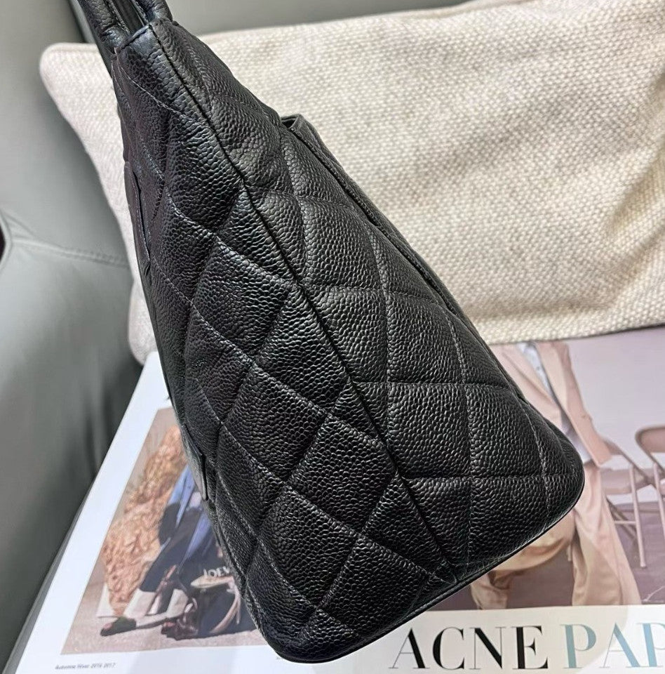 Chanel Hilton Diamond CC Logo Top Handle Bag Shoulder Bag Black Silver Women