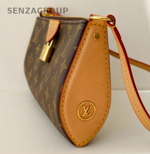 Louis Vuitton Monogram Canvas 2Way Handbag Shoulder Bag Brown Gold Women Classic
