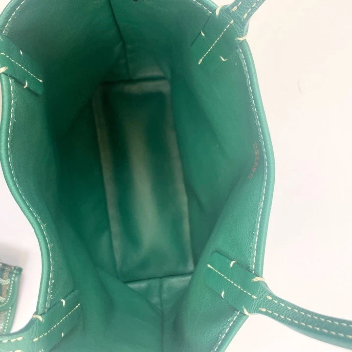 Goyard Anjou Green Mini Canvas Tote Shoulder Bag Excellent