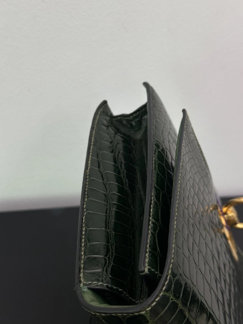 Authentic Vintage Hermes Dark Green 2Way Shoulder Bag Crossbody Gold Hardware