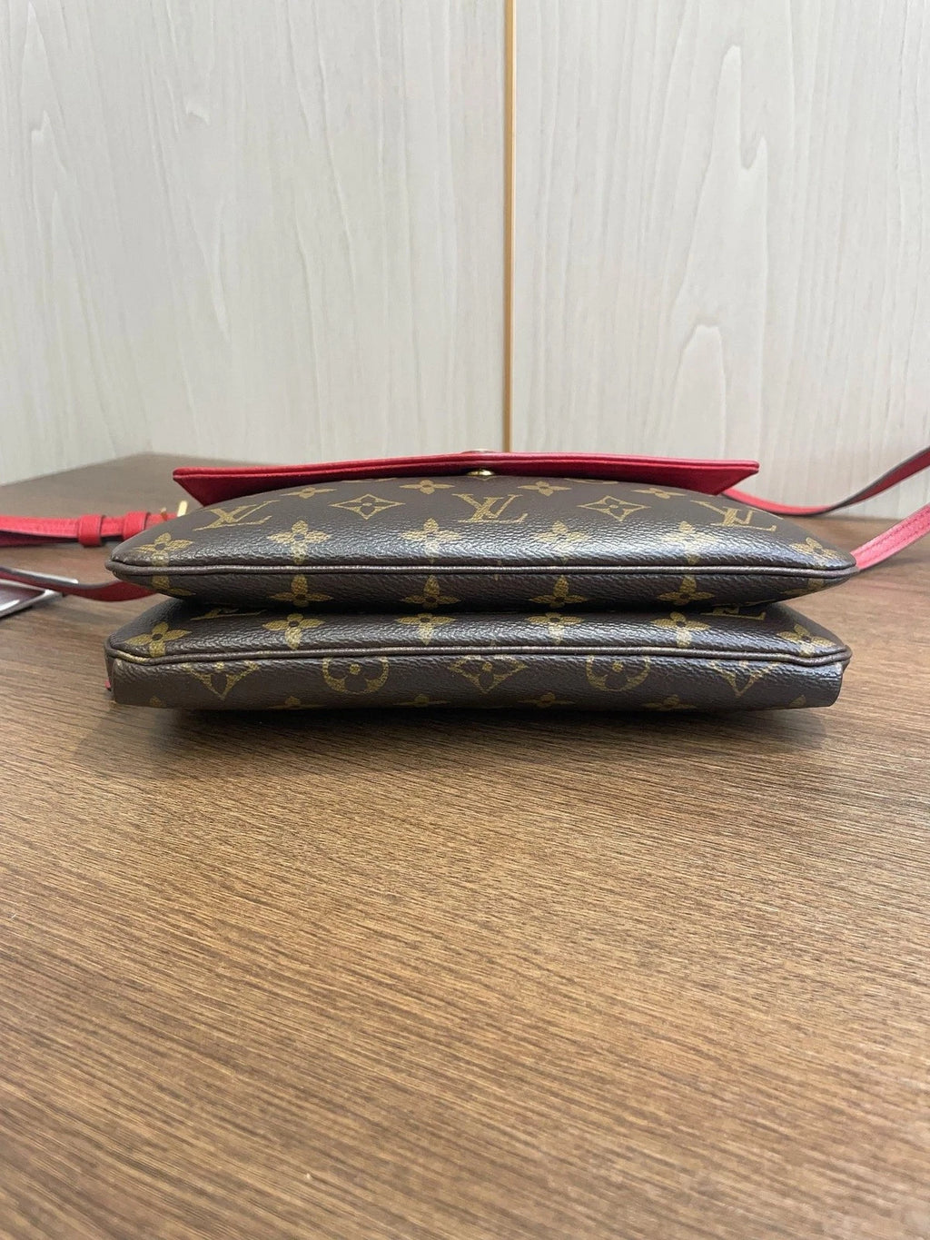 Louis Vuitton Monogram Canvas 2Ways Shoulder Crossbody Bag Brown Red Women
