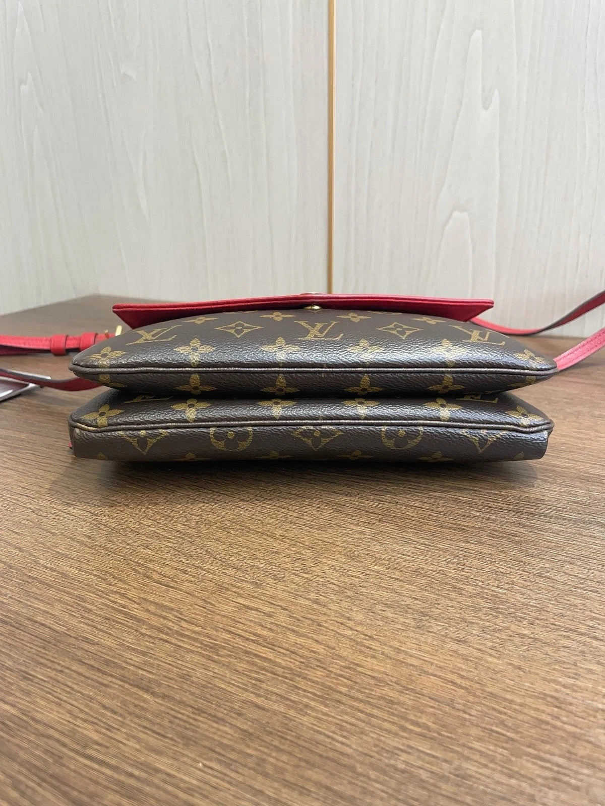 Louis Vuitton Monogram Canvas 2Ways Shoulder Crossbody Bag Brown Red Women