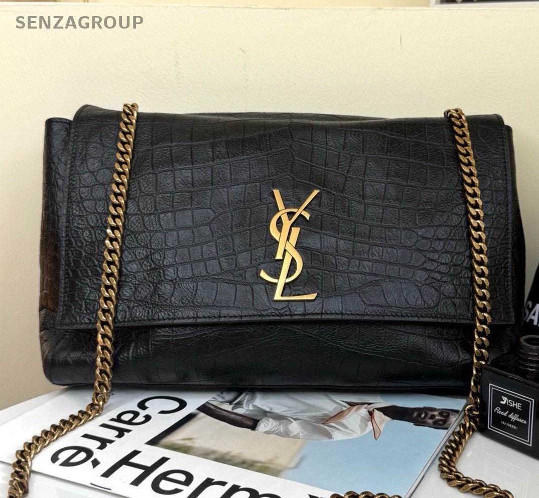 Saint Laurent Kate Chain Shoulder Bag Crossbody Black Gold Women Classic