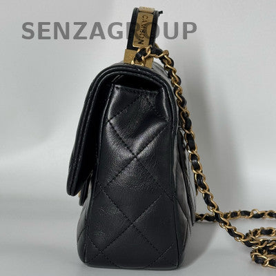 Chanel Cambon CF Black Gold Handle Chain Shoulder Bag Women's Fashion
