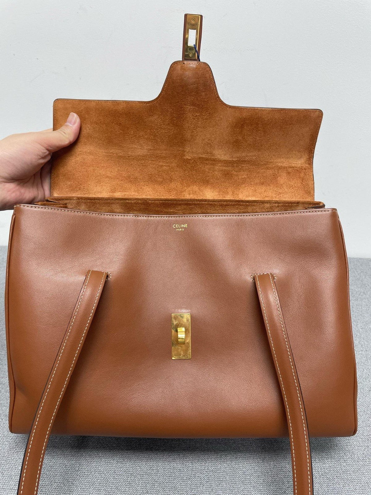 Celine Soft16 MM Shoulder Bag Brown Gold Used Women Classic