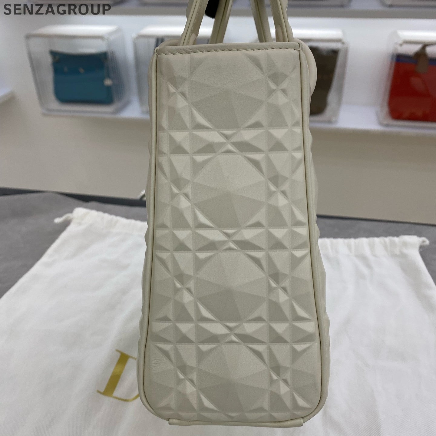 Dior Lady Dior Cannage Handbag Shoulder Bag White Classic Women