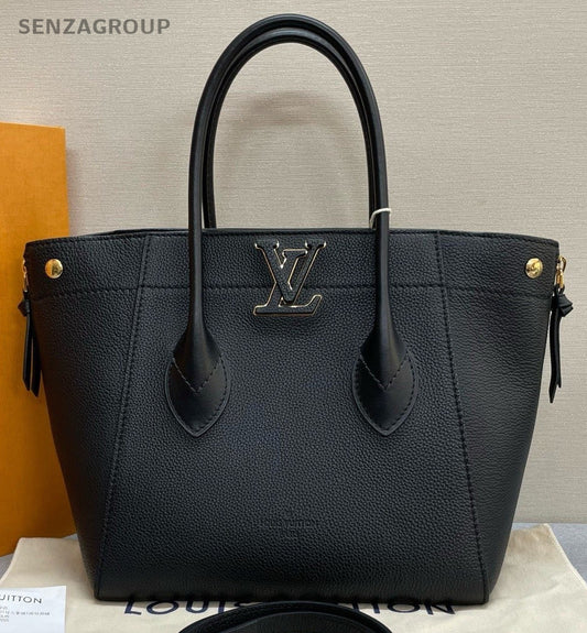Louis Vuitton Calfskin Tote Handle bag Crossbody Black Gold Women Classic