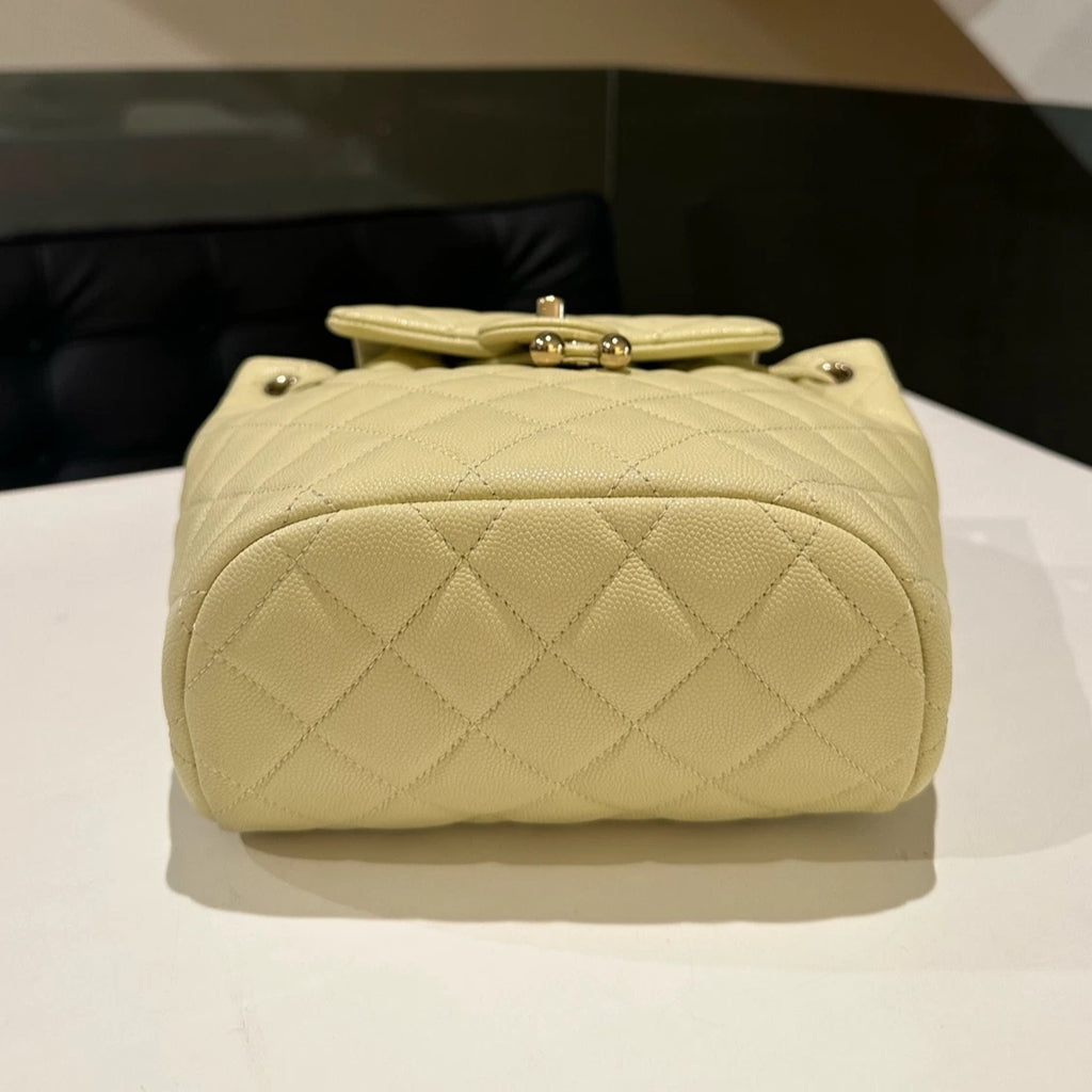 Chanel Salzburg Backpack Yellow Gold Hardware Quilted Classic Women's Bag
