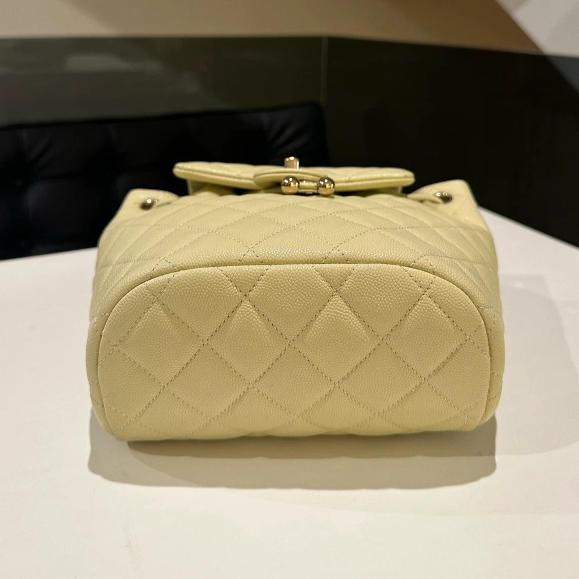 Chanel Salzburg Backpack Yellow Gold Hardware Quilted Classic Women's Bag