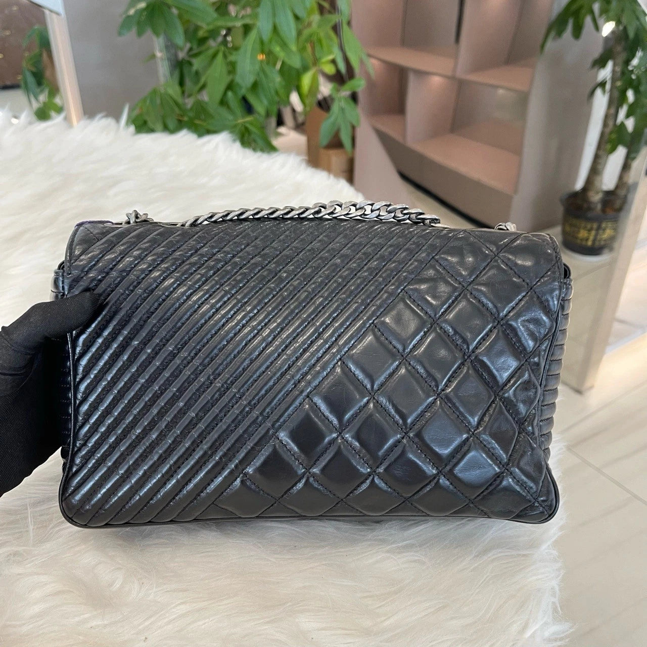 Chanel Classic Flap Chain Shoulder Crossbody Bag Black Silver Women's Fashion