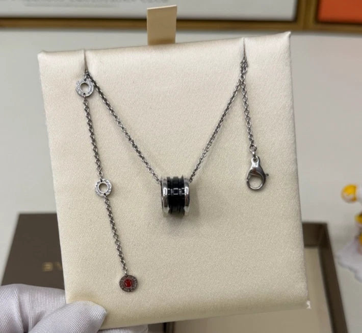 Bvlgari Save the Children Necklace 925 Sterling Silver And Black Ceramic