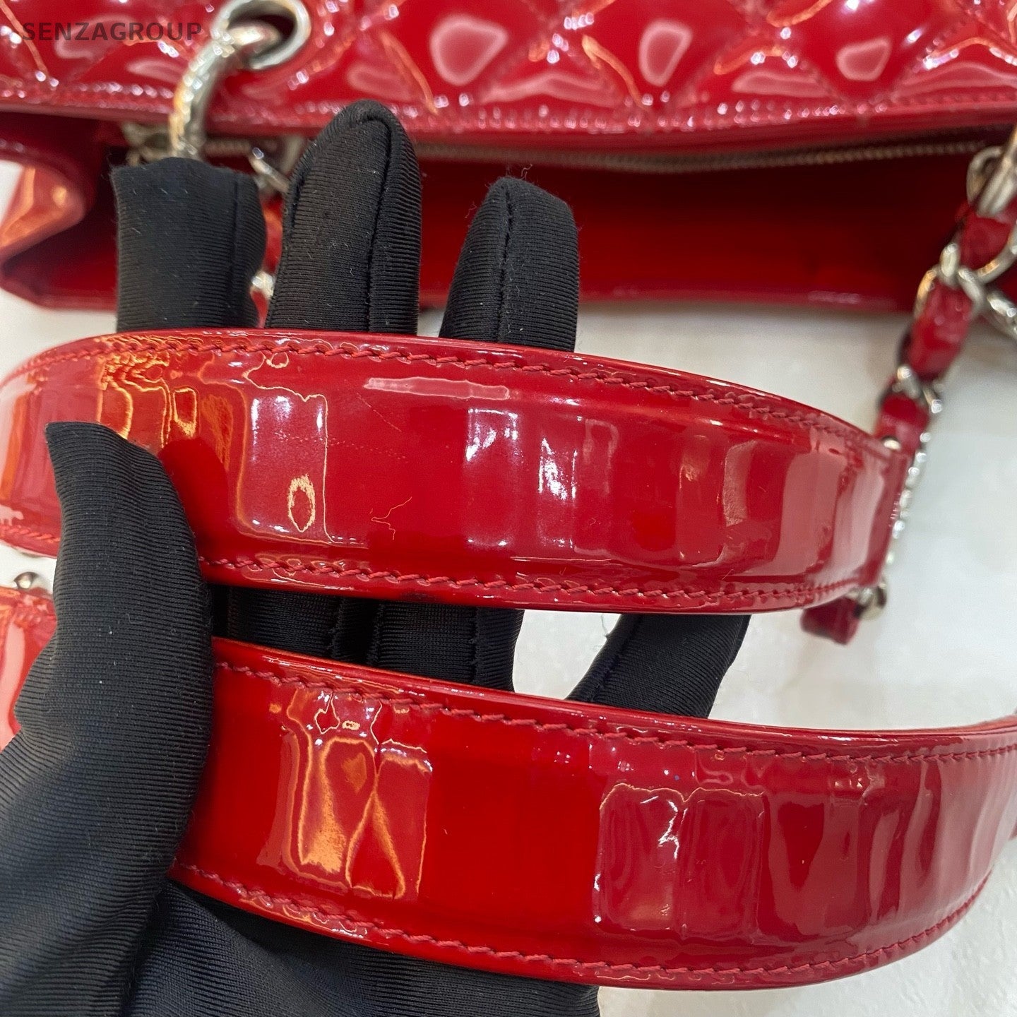 CHANEL GST Chain Strap Oil waxed leather tote Shoulder bag Women Red