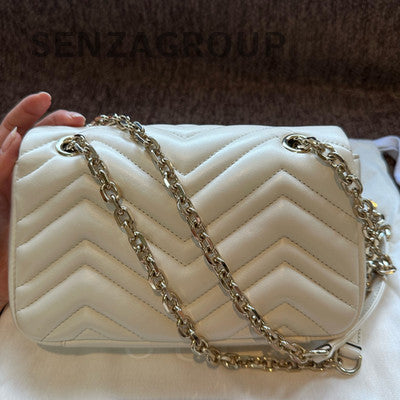 Gucci Marmont Chain Shoulder Crossbody Bag Silver Women Classic