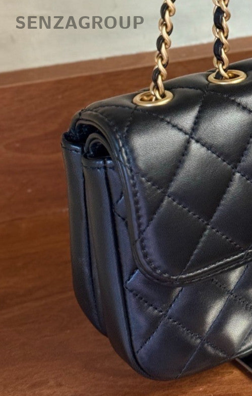 Chanel Classic Flap Egyptian Series Chain Shoulder Bag Black Gold Women Designer