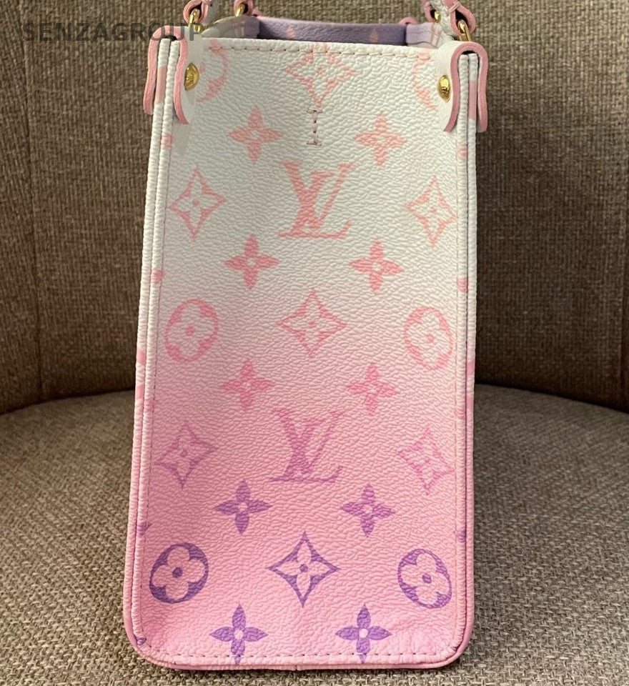 Louis Vuitton OnTheGo PM Tote Top Handle Bag Crossbody Pink Blue Women Fashion