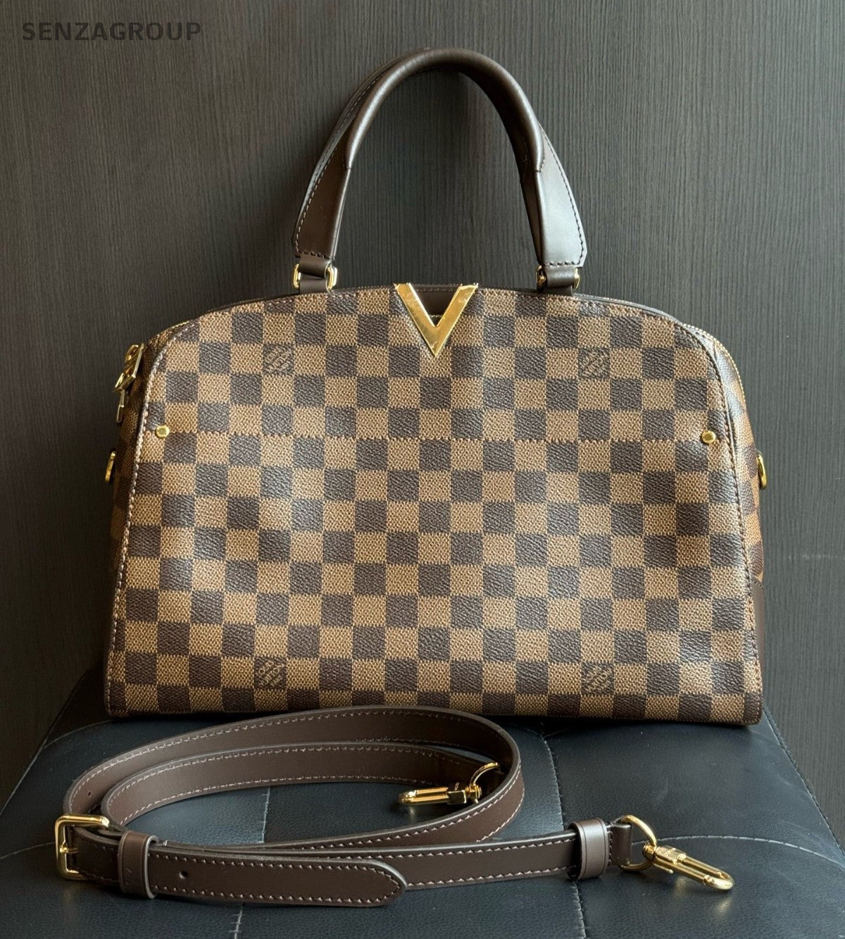 Louis Vuitton Kensington bowling Damier Ebene Top Handle 2way Shoulder Handbag
