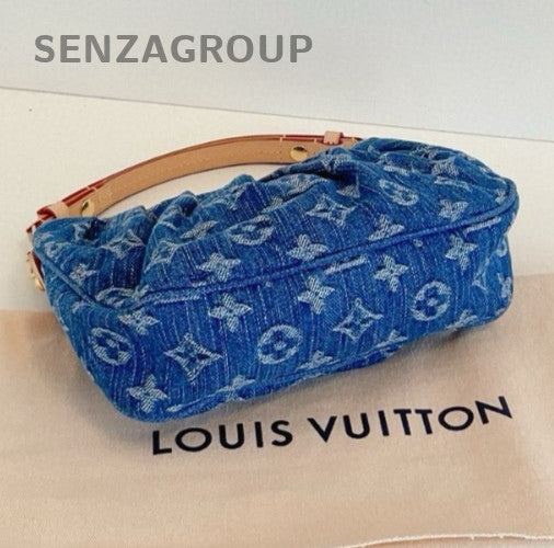 Louis Vuitton Valley Monogram Hobo Shoulder Bag Blue Gold Women Classic