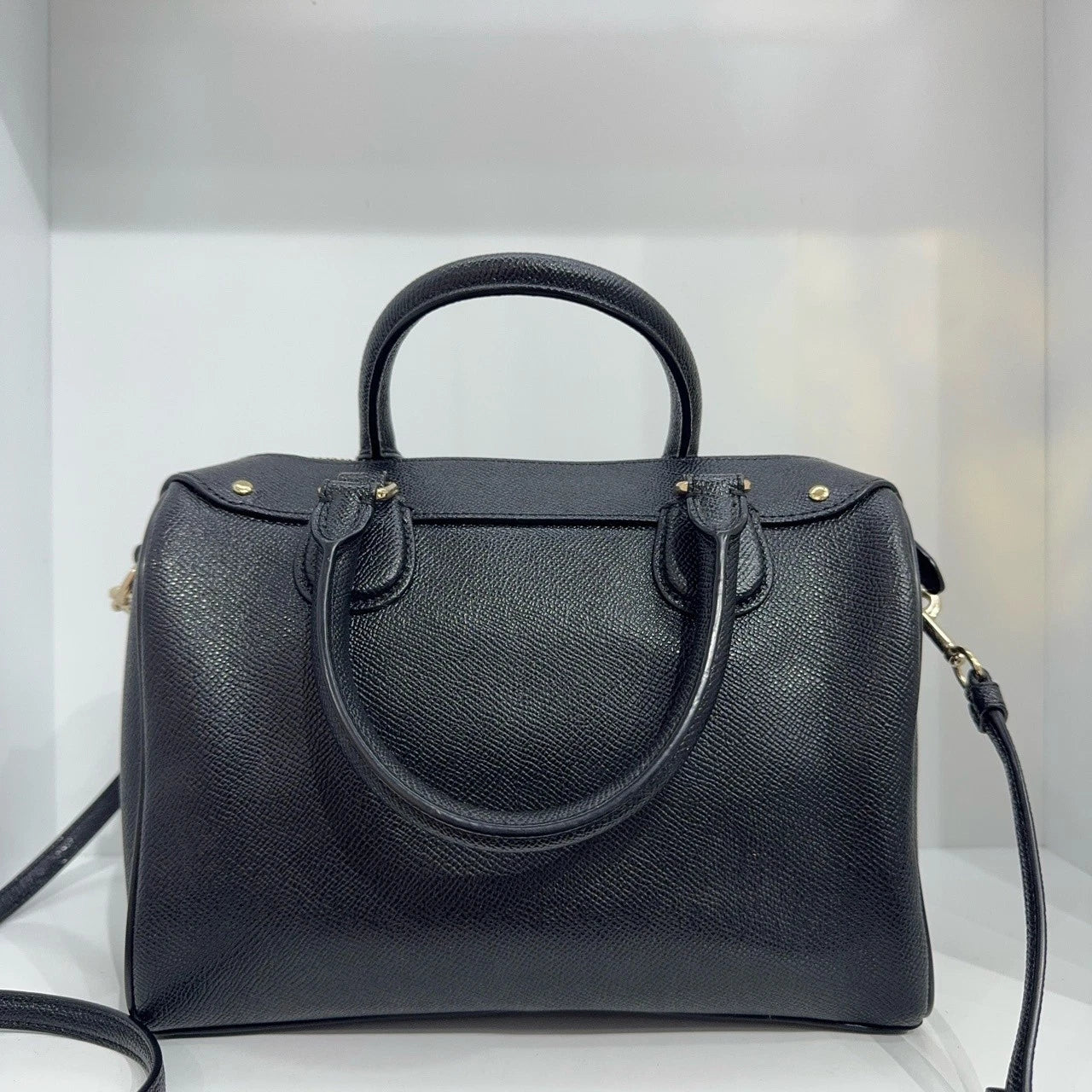 Coach Black Solid Boston Bag Handbag Crossbody Shoulder Bag Women