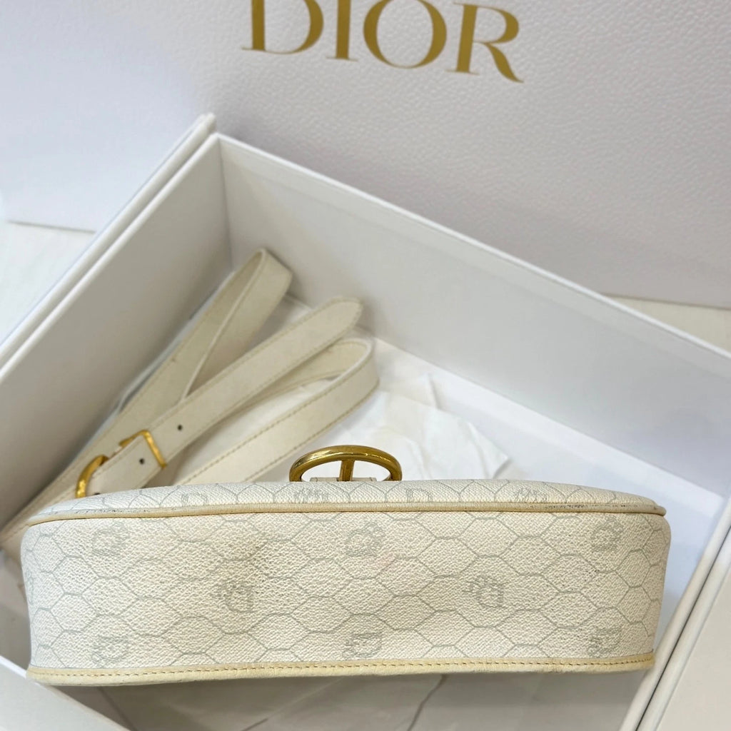 Dior Vintage Monogram Canvas Saddle Crossbody Bag For Women