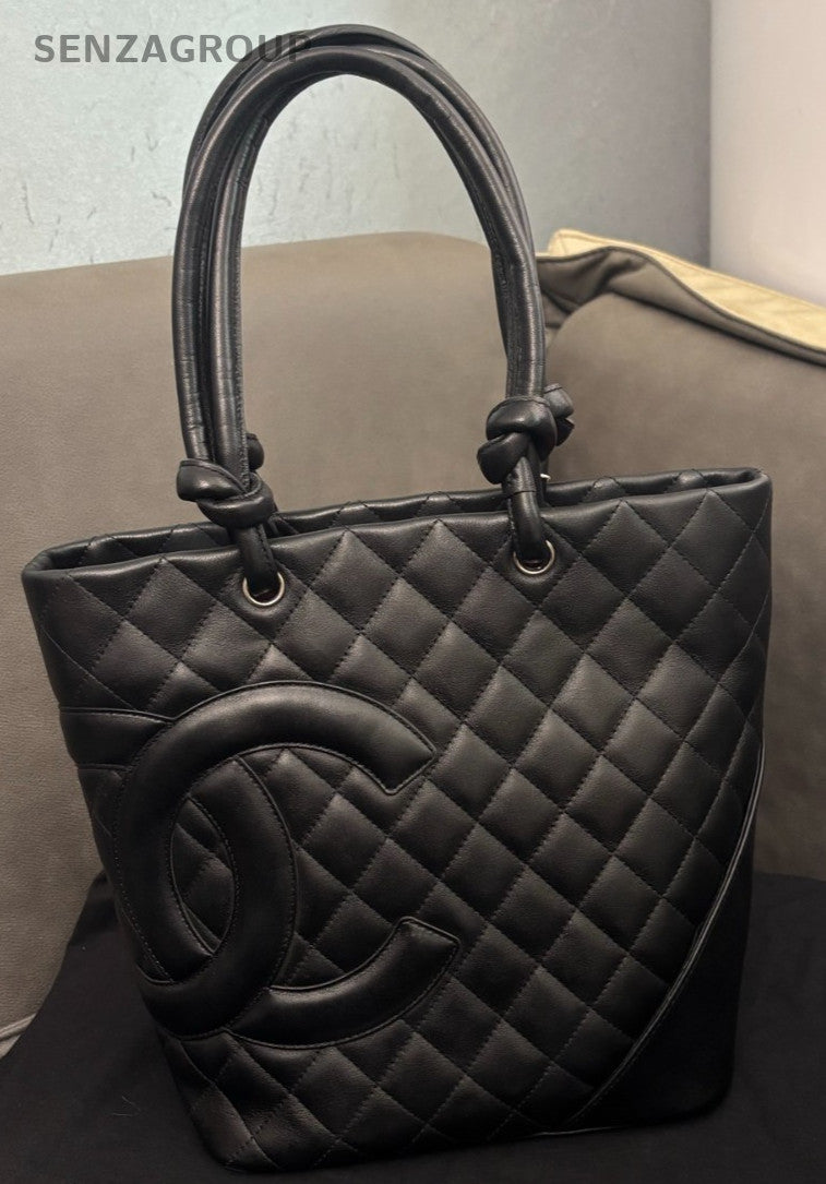 Chanel Calfskin PM Handbag Shoulder Bag Black Red Used Women Classic Designer