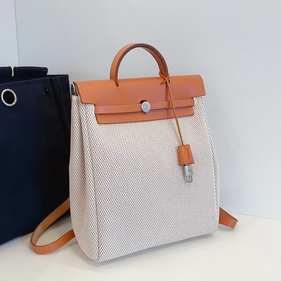 Hermes Herbag31 Vintage Backpack Beige Silver Used Women Classic