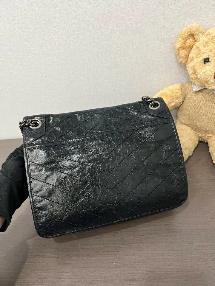YSL Black Medium Niki Chain Shoulder Crossbody Bag For Women