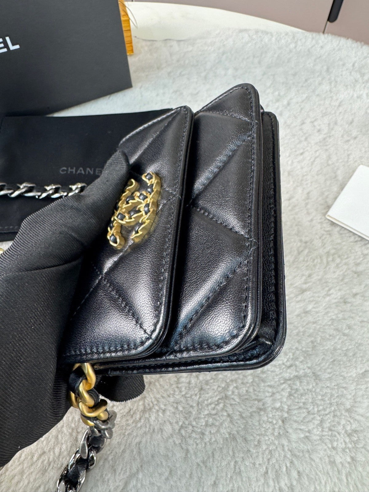 CHANEL CC Woc mini Chain Shoulder bag Black Gold Women Chip Version