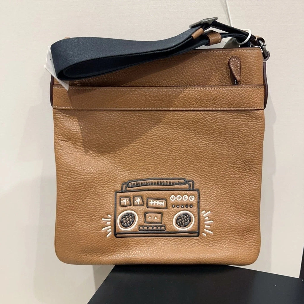 Coach Printed Leather Shoulder Crossbody Bag Brown