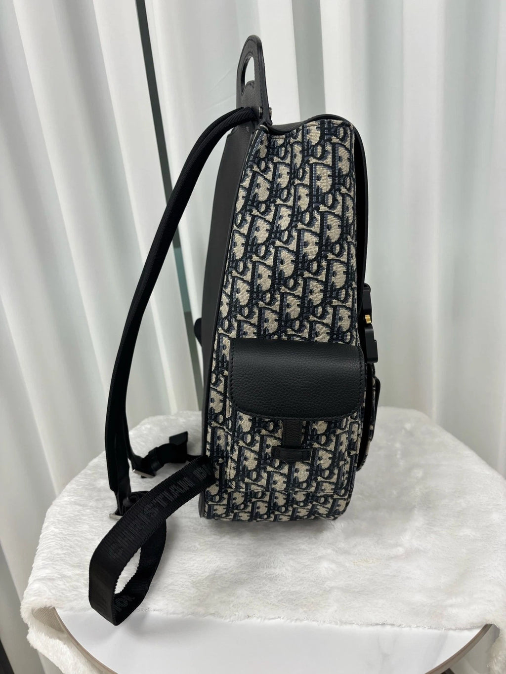 Authentic Dior Blue Canvas Large Saddle Backpack For Women
